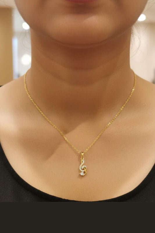 Elegant Musical Note Pendant Necklace – Crystal Gold Pendant Necklace for Women