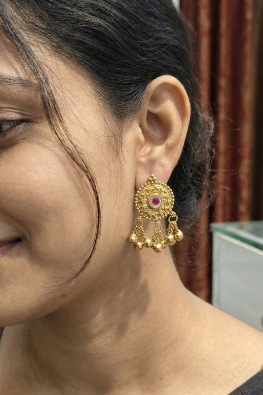Traditional Gold Jhumka Earrings – Designer Ethnic Hanging Earrings for Women