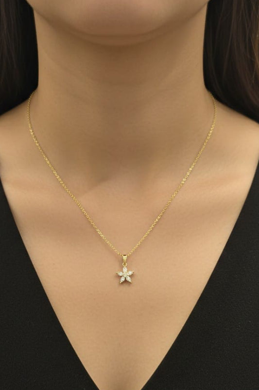 Crystal Star Pendant Gold Necklace – Elegant Star Necklace for Women
