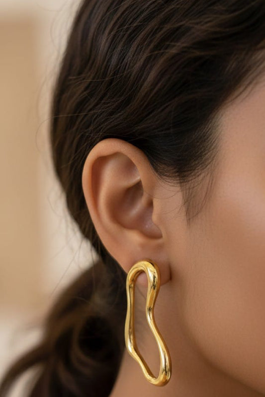 Modern Gold Abstract Hoop Earrings – Designer Statement Earrings for Women