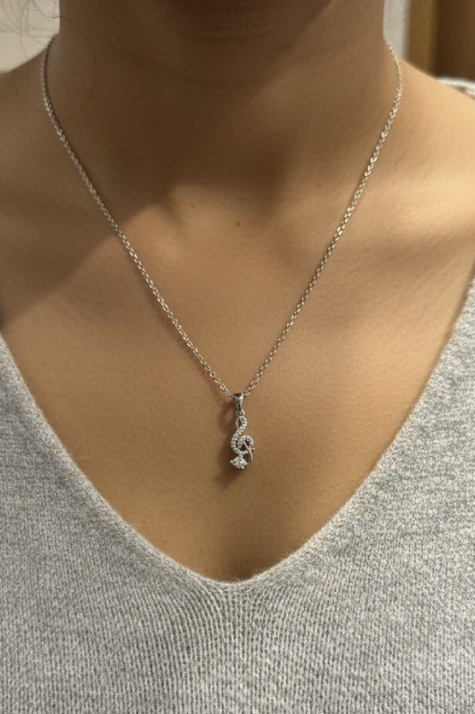 Crystal Musical Note Pendant Silver Necklace – Elegant Music Necklace for Women