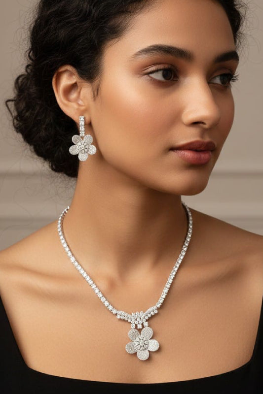 Ornate High-Gold Finish Floral Choker Set with Intricate Stone Pave Work