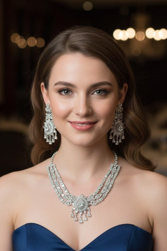 Royal Heritage Gold-Plated Choker Set with Oversized Floral Stone Clusters