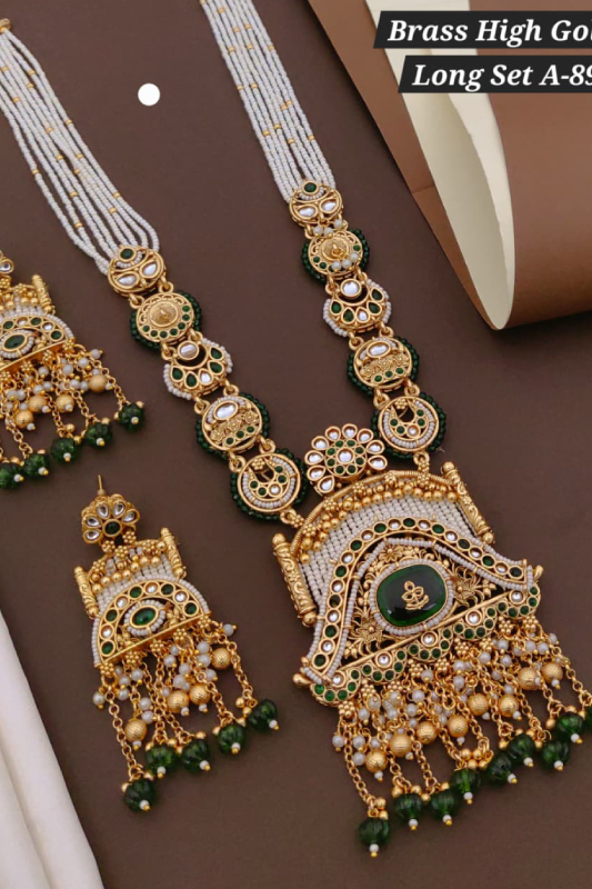 Traditional Rajwadi Necklace Set with Earrings & Maang Tikka for Women – High Gold Imitation Jewelry