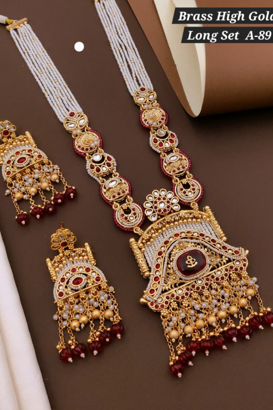 Traditional Rajwadi Necklace Set with Earrings & Maang Tikka for Women – High Gold Imitation Jewelry