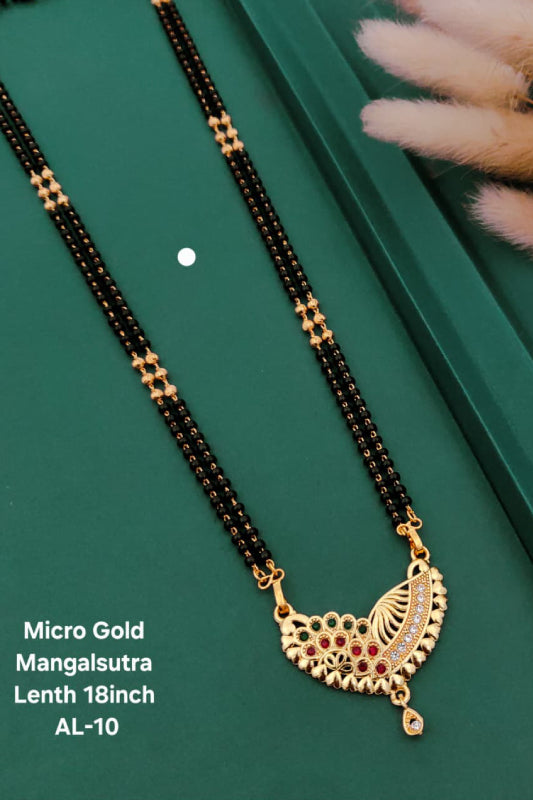 Micro Gold Mangalsutra for Women 18 Inch | Traditional Black Beads Mangalsutra Necklace